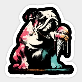 Bulldog Licking Ice Cream Sticker